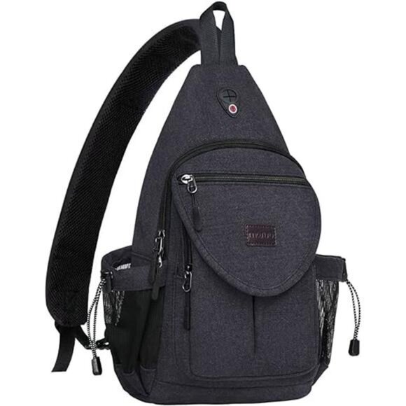 Sling Backpack,Canvas Crossbody Hiking Daypack Bag with Anti-theft Pocket - Picture 7 of 7